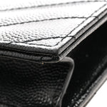 Grain De Poudre Matelasse Chevron Monogram Envelope Chain Wallet Black
