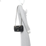 Lambskin Quilted Resin Bi-Color Chain Flap Bag Black