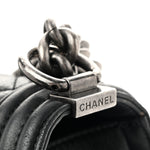 Calfskin Quilted Large Boy Flap Black
