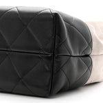 Suede Calfskin Shiny Lambskin Quilted Small Coco Base Shopping Bag Grey Black
