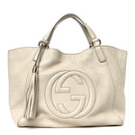 Pebbled Calfskin Medium Soho Shoulder Bag Off White