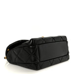 Shiny Lambskin Quilted Mini Pearl Logo Flap Black