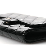 Patent Quilted Wallet On Removable Chain WOC Black