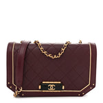 Calfskin Quilted Small Octagon CC Clasp Flap Bag Red Gold