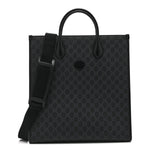 GG Supreme Monogram Azalea Calfskin Medium Retro Interlocking G Vertical Tote Bag Black