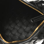 Polished Nappa Intrecciato Metallic Knot Mini Loop Camera Bag Black