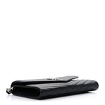 Grain De Poudre Matelasse Chevron Monogram Envelope Clutch Black