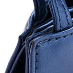 Metallic Vegan Leather Small Shopping Bag Cobalt