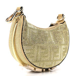 Crystal Vitello Laminato Suede FF Nano Fendigraphy Hobo Charm Platino