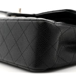 Caviar Quilted Medium Double Flap Black