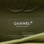 Lambskin Quilted Medium Double Flap Green