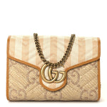 Raffia GG Monogram Matelasse GG Marmont Chain Wallet Natural Beige Off White Sun Oil