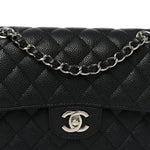 Caviar Quilted Medium Double Flap Black