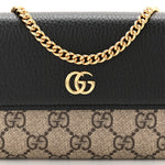 Dollar Calfskin GG Supreme Monogram Petite GG Marmont Wallet Chain Bag Black Beige Ebony