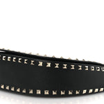 Grained Calfskin Rockstud Saddle Bag Black