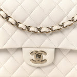 Caviar Quilted Medium Double Flap White
