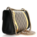 Calfskin GG Supreme Monogram Small Padlock Shoulder Bag Black Gold
