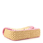 Raffia Chain Venice Beach Flap Bag Beige Pink