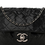 Caviar Quilted Medium Elastic Flap Black