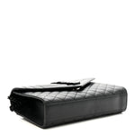 Grain De Poudre Textured Mixed Matelasse Triquilt Medium Monogram Monochrome Satchel Black