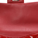 Patent Quilted Mini Flap Clutch With Chain  Red