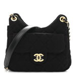 Jersey Quilted Small Wavy CC Hobo Black