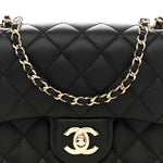 Lambskin Quilted Enamel Mini Pearl Crush Flap Black