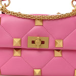 Nappa Medium Roman Stud Shoulder Bag Feminine Pink