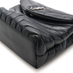 Calfskin Y Quilted Monogram Small Loulou Chain Satchel Black