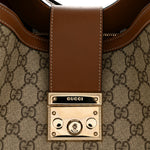 GG Icon Monogram Padlock Shoulder Bag Beige Dark Brown