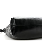 Patent Lambskin Donut Chain Large Flamenco Knot Clutch Black