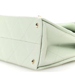 Caviar Quilted Retro Medium Twist Top Handle Clutch Light Green
