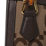 Monogram Jumbo GG Textured Dollar Calfskin Mini Diana Tote Bag Camel Ebony New Acero