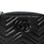 Calfskin Matelasse Monochrome Small GG Marmont Chain Shoulder Bag Black