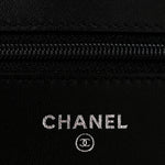 Lambskin Camellia Embossed Wallet On Chain WOC Black
