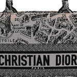 Canvas Embroidered Medium Plan De Paris Book Tote Grey Black