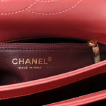 Lambskin Quilted Small Trendy CC Flap Dual Handle Bag Dark Pink