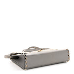 Pebbled Calfskin Medium Rockstud Flip Lock Crossbody Bag Pastel Grey