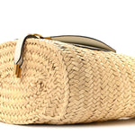 Raffia Grain Calfskin Medium Marcie Basket White