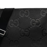 Piuma Calfskin Jumbo GG Embossed Medium Wristlet Messenger Bag Black