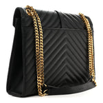 Grain De Poudre Matelasse Chevron Large Monogram Satchel Black
