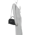 Caviar Lizard Embossed Quilted Small Coco Handle Flap Black