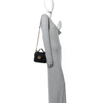 Calfskin Matelasse Mini GG Marmont Top Handle Shoulder Bag Black