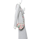 Calfskin Matelasse Diagonal Brit Roses Print Mini Interlocking G Heart Shoulder Bag  White Multicolor