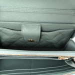 Caviar Quilted Phone Holder Wallet on Removable Chain Light Blue