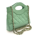 Shiny Lambskin Quilted Nano 31 Shopping Bag Green