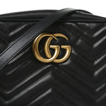 Calfskin Matelasse Small GG Marmont Chain Shoulder Bag Black