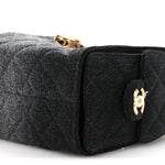 Washed Denim Quilted Mini Chanel 25 Handbag Black