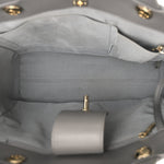 Calfskin Chevron Quilted Statement Shopping Tote Grey