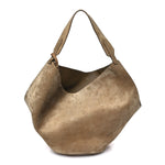 Suede Calfskin Medium Lotus Tote Mud